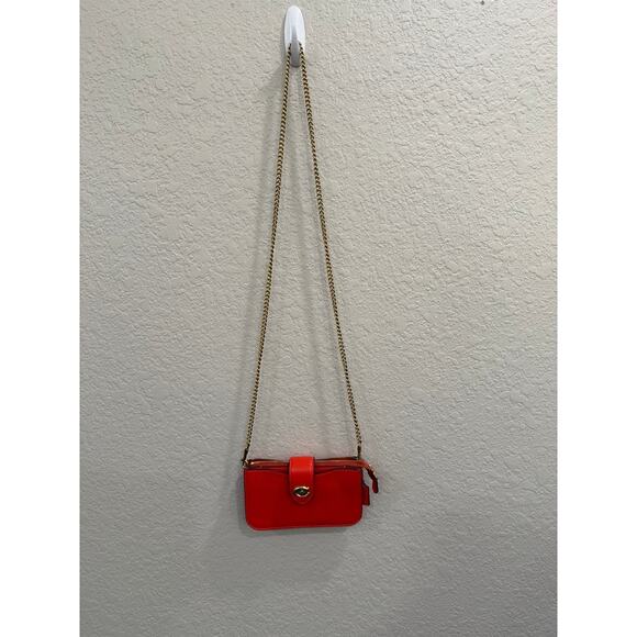 NWOT COACH's Pebbled Leather Crossbody Bag Red - Picture 10 of 10